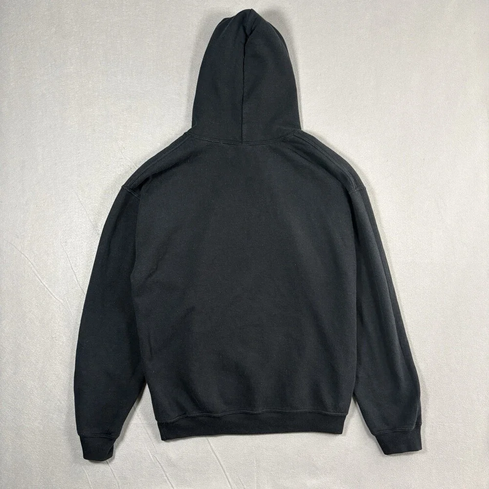Y2k Black & Yellow Graphic Hoodie with Peace Sign and 420 Design Size Large